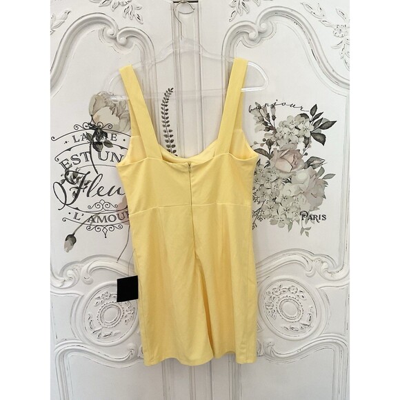 Lulus Social Sensation Dress Women's L Light Yellow Mini Square Bodycon NWT - Picture 7 of 11